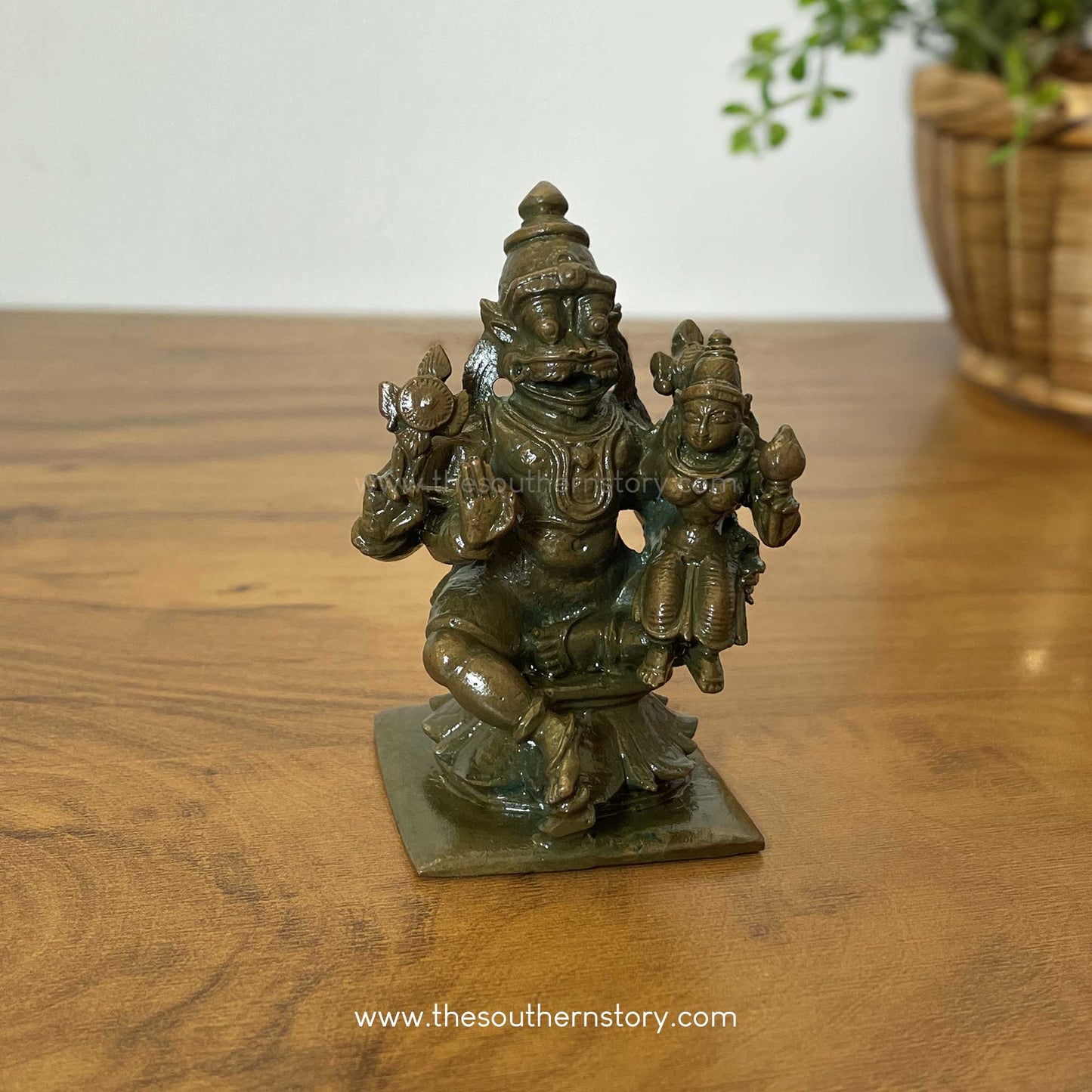 Lakshmi Narashimhar Antique Bronze Idol (3 inch)