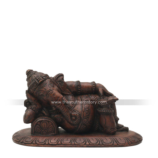 Ganesha Wooden Carved Sculpture (12 inch length)