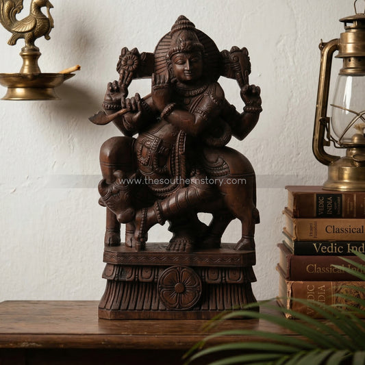 Krishna Wooden Carved Sculpture (24 inch)