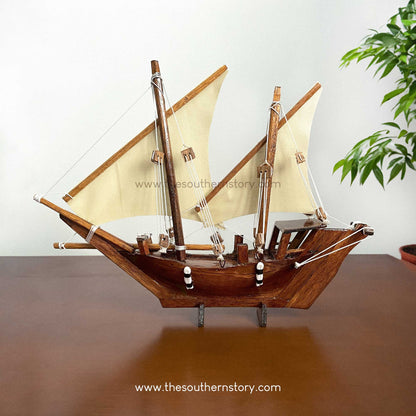 Uru Wooden Boat (11”)- Handcrafted Traditional Wooden Boat from Bepore, Kerala