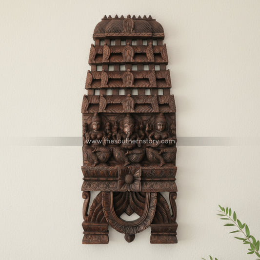 Chettinad Wooden Carved Kavadi Wall Panel (36 inch)