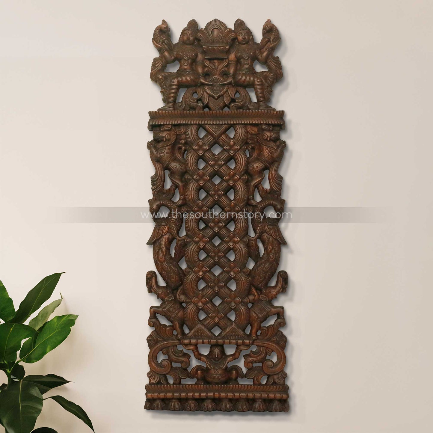 Chettinad Wooden Carved Appakodu Wall Panel (48 inch)
