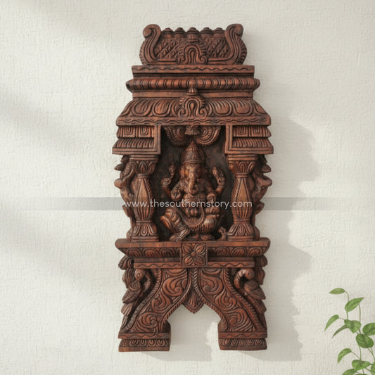 Chettinad Wooden Carved Kavadi Wall Panel (24 inch)