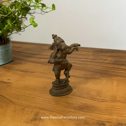 Narthana Ganesha Antique Bronze Idol (3.5 inch)